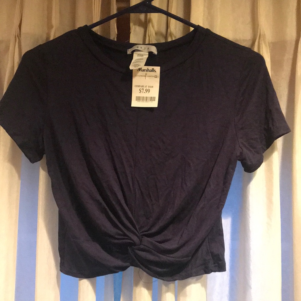Navy crop shirt